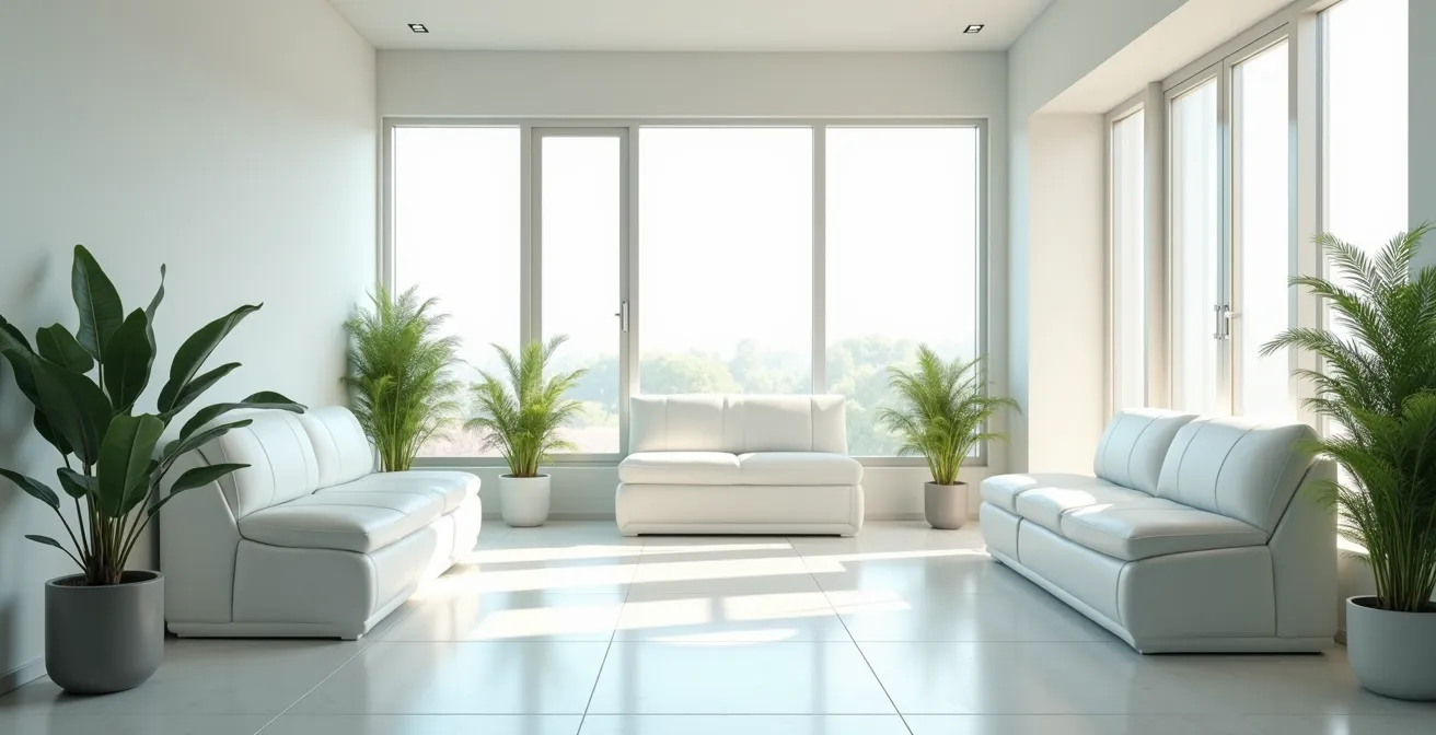 Espace d'accueil moderne et apaisant d'un centre de médecine esthétique